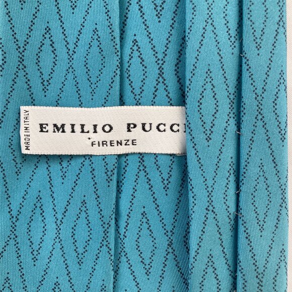 Emilio Pucci Firenze Hand Made Luxury Silk Necktie Tie - LIKE NEW - Picture 2 of 5